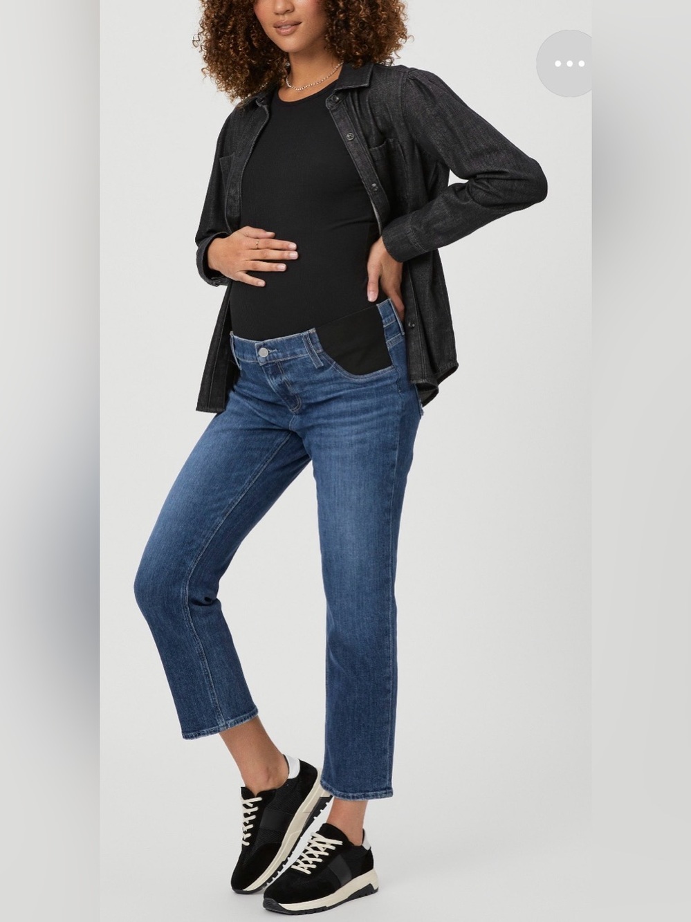 PAIGE Dark Blue Maternity Cropped Jeans with Black Panel